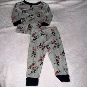 Mickey Mouse 12 Month Pajama Set Long Sleeve And Pants Grey